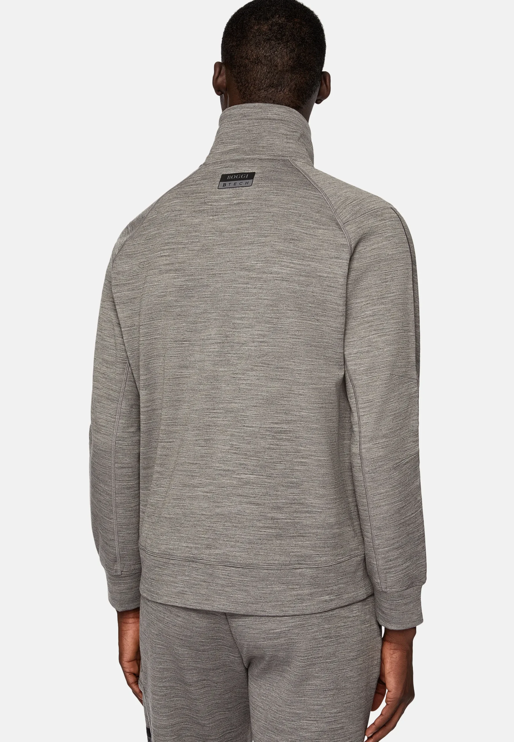 Sweats Et Joggings-Boggi Milano Sweat-Shirt Full Zip En Mélange Coton Scuba Léger Gris