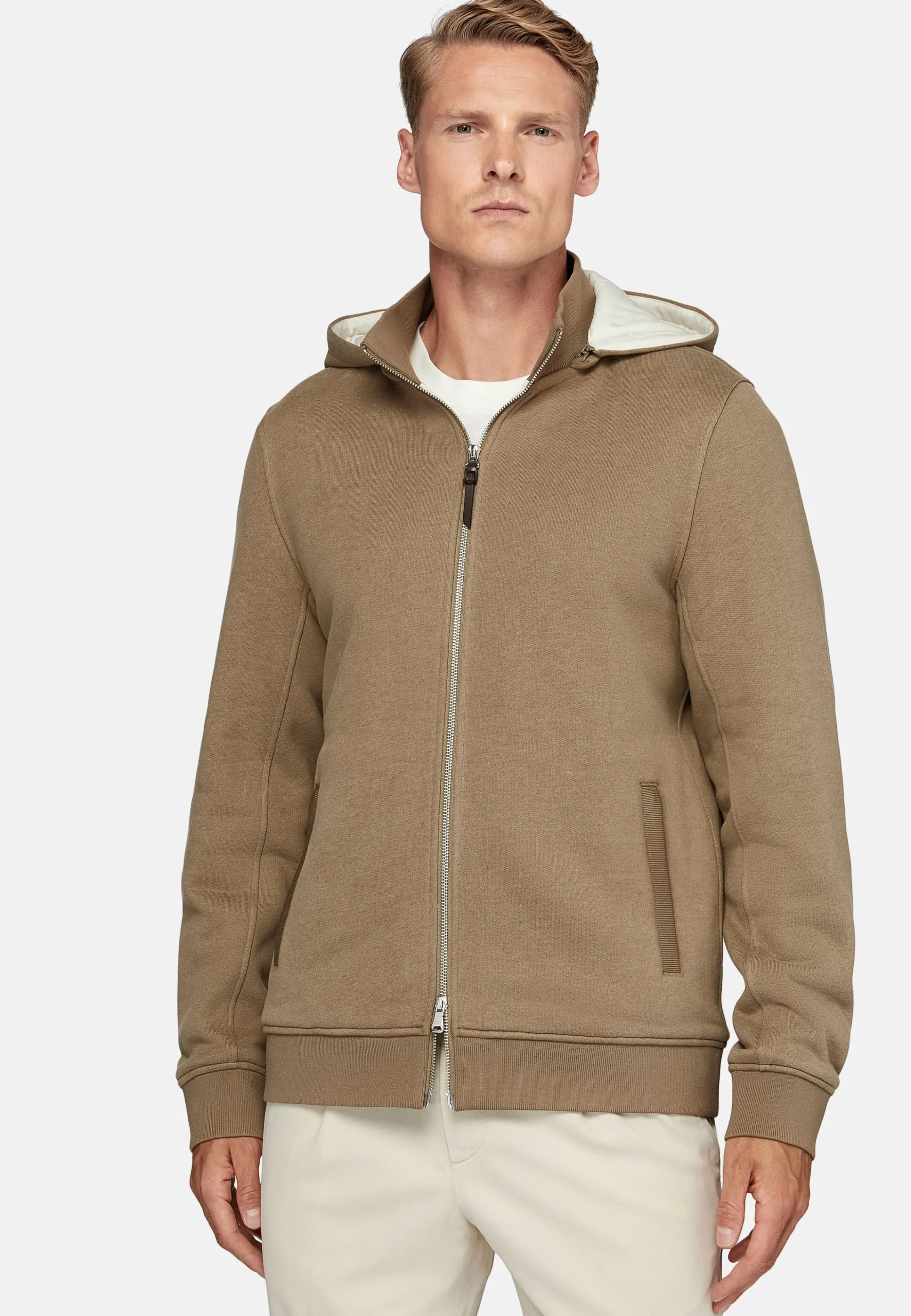 Sweats Et Joggings-Boggi Milano Sweat-shirt Rembourré À Capuche En Coton Tencel Beige