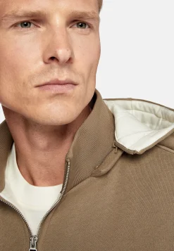 Sweats Et Joggings-Boggi Milano Sweat-shirt Rembourré À Capuche En Coton Tencel Beige