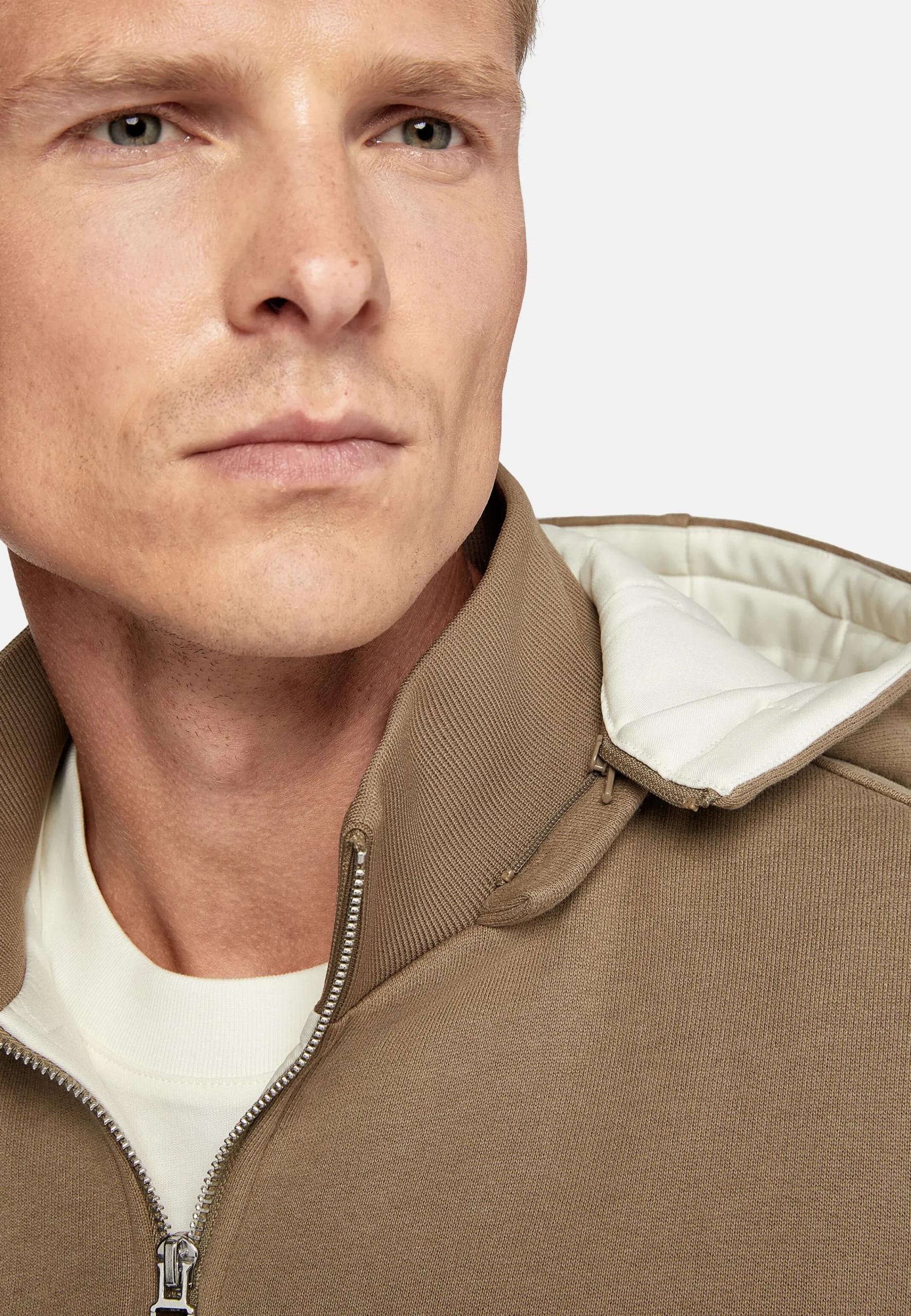 Sweats Et Joggings-Boggi Milano Sweat-shirt Rembourré À Capuche En Coton Tencel Beige