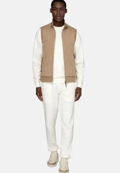 Sweats Et Joggings-Boggi Milano Sweat-shirt Rembourré Sans Manches En Coton Tencel Beige