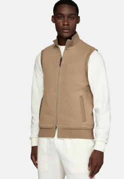 Sweats Et Joggings-Boggi Milano Sweat-shirt Rembourré Sans Manches En Coton Tencel Beige