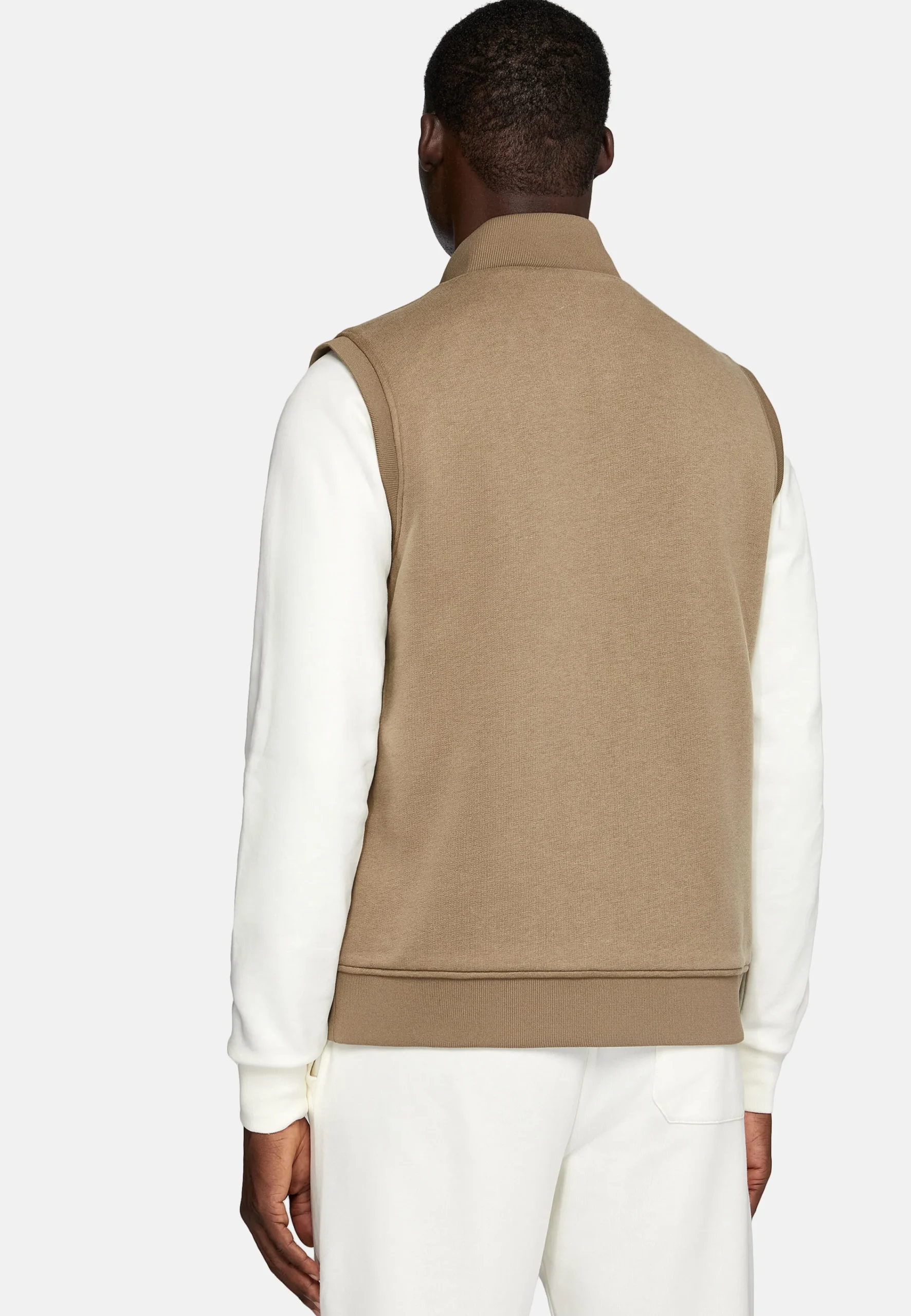 Sweats Et Joggings-Boggi Milano Sweat-shirt Rembourré Sans Manches En Coton Tencel Beige