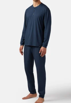Sous-Vêtements Et Pyjamas-Boggi Milano T-shirt Pyjama Manches Longues En Viscose Mélangée bleu marine