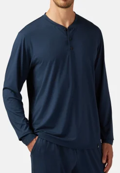 Sous-Vêtements Et Pyjamas-Boggi Milano T-shirt Pyjama Manches Longues En Viscose Mélangée bleu marine
