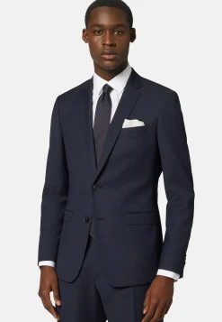 Vestes-Boggi Milano Veste à Micromotif En Laine Extensible bleu marine