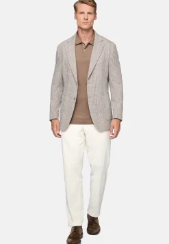 Vestes-Boggi Milano Veste Beige Prince-De-Galles En Mélange Coton Laine