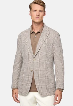 Vestes-Boggi Milano Veste Beige Prince-De-Galles En Mélange Coton Laine