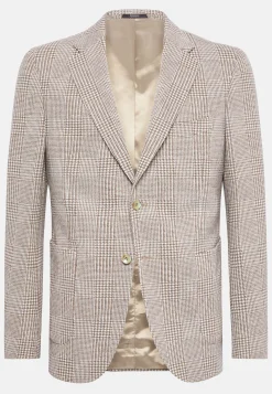 Vestes-Boggi Milano Veste Beige Prince-De-Galles En Mélange Coton Laine