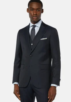 Vestes-Boggi Milano Veste Bleu Marine En Laine Super 130