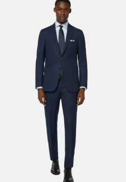 Vestes-Boggi Milano Veste Bleue Œil-de-perdrix En Laine Super 110