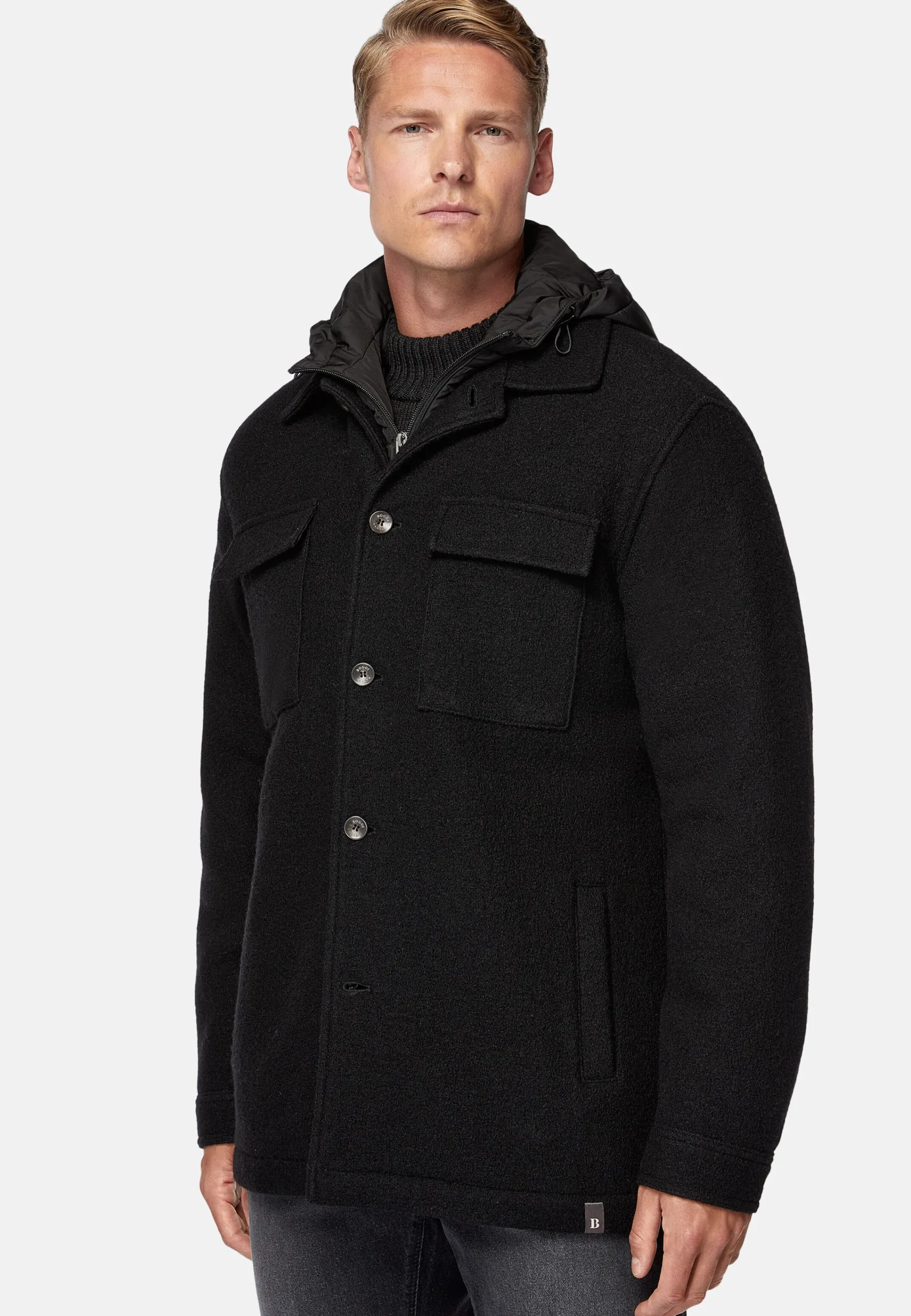 Surchemise & Shirt Jackets|Vestes-Boggi Milano Veste Chemise Blink En Laine Avec Plastron Noir