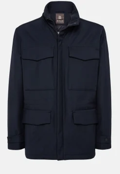 Blousons-Boggi Milano Veste De Treillis En Tissu Technique Rembourré bleu marine