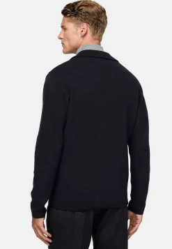 Tricots|Vestes-Boggi Milano Veste En Maille Croisée Bleu Marine En Laine Mérinos