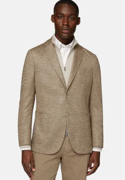 Vestes-Boggi Milano Veste Gris Tourterelle B Jersey En Laine Mélangée Taupe